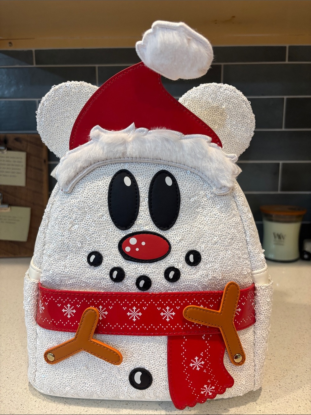 Disney Mickey Mouse Snowman Sequin Loungefly NWT
